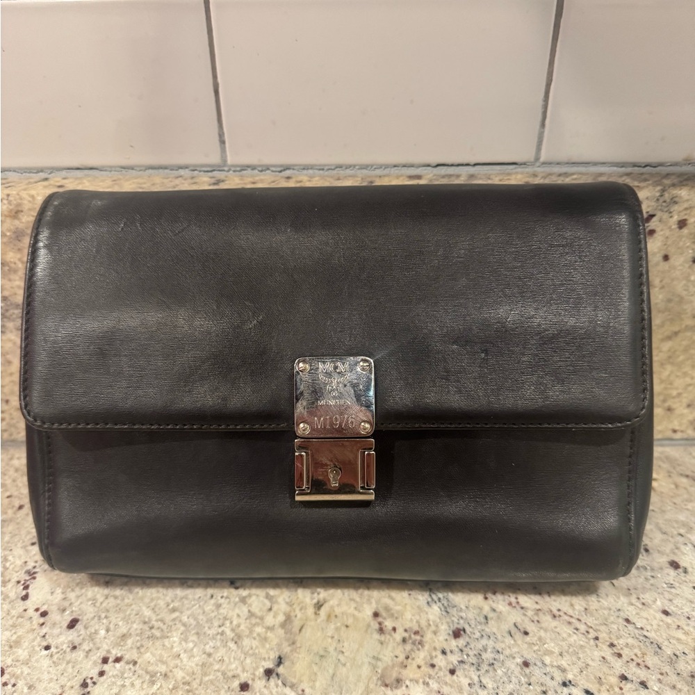 MCM  clutch/wristlet Sophisticated Black Leather